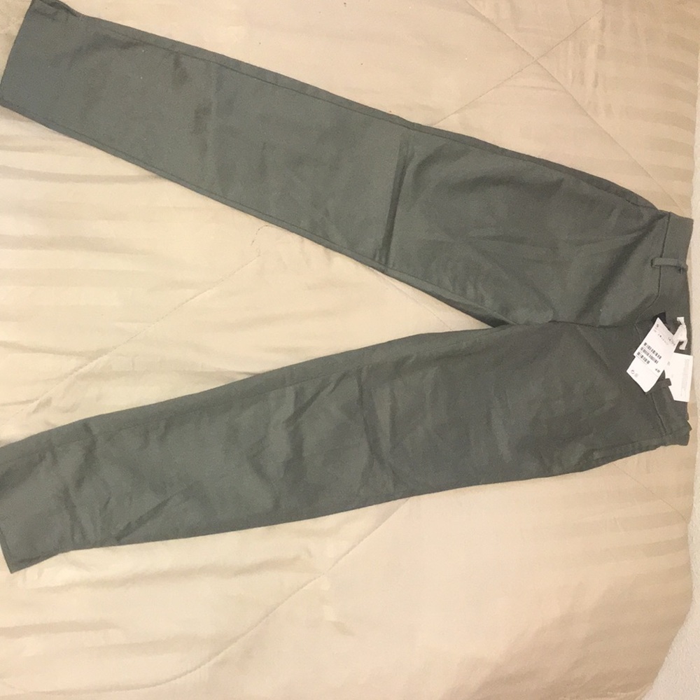 Olive green and beige super stretch capri slacks